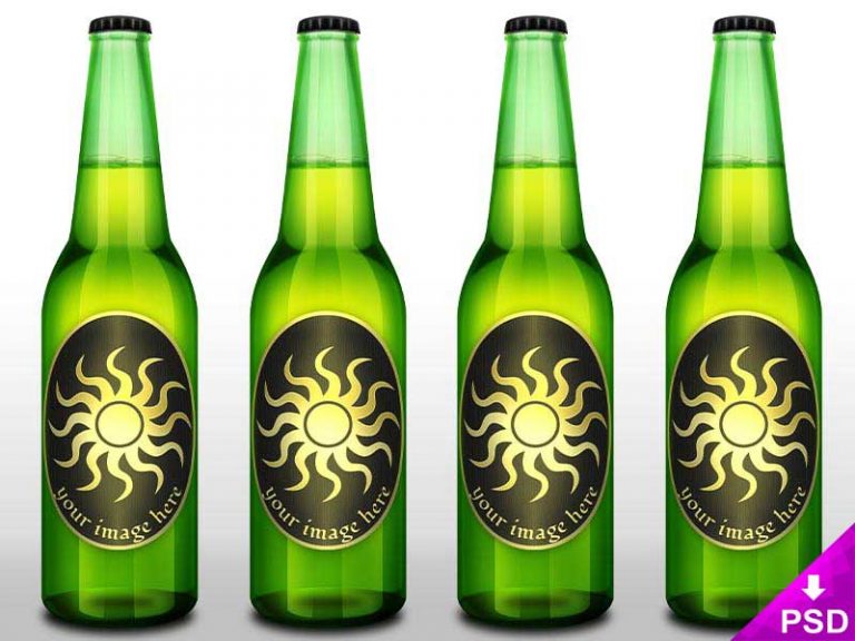 Download Green Beer Bottle Mockup Design PSD Freebie | Download Mockup
