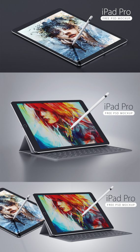 Download iPad Pro with Smart Keyboard Mockup PSD Freebie | Download ...