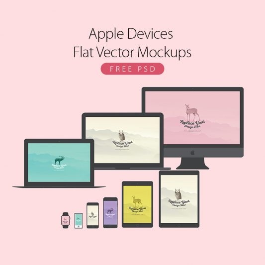 Download Apple Devices Flat Vector Mockups Free PSD | Download Mockup