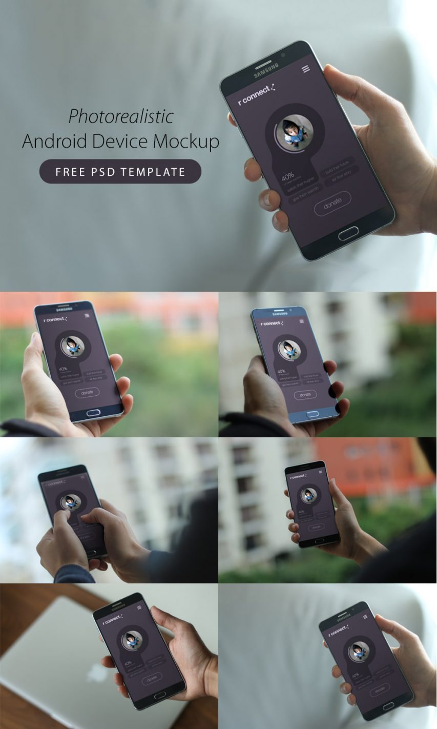 Photorealistic Android Device Mockup Free PSD Templates | Download Mockup