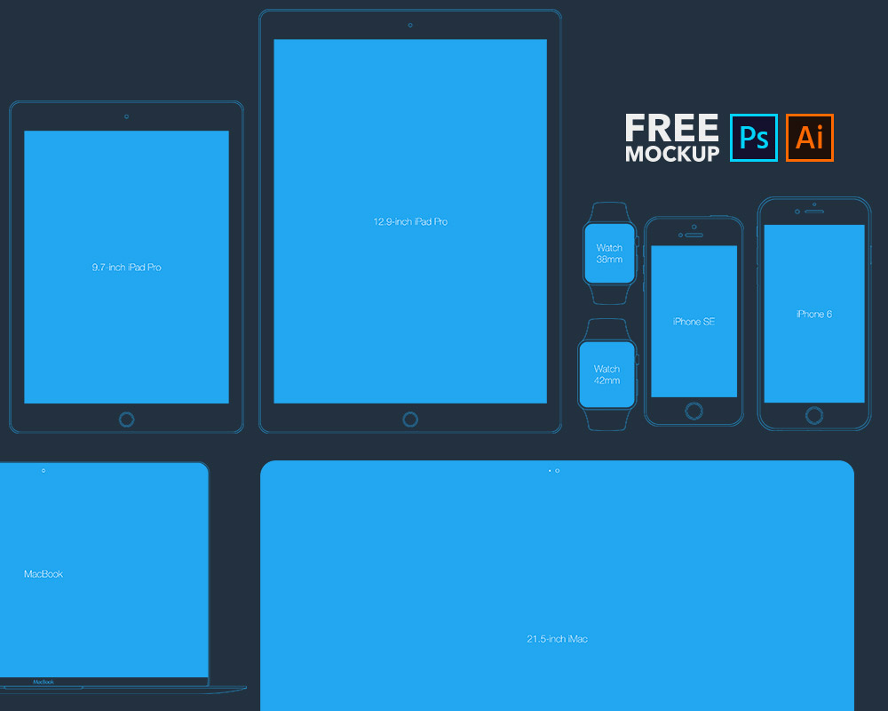 Download Flat Style Apple Devices Mockups Free PSD | Download Mockup