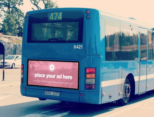 Bus Advertising billboard Mockup Free PSD