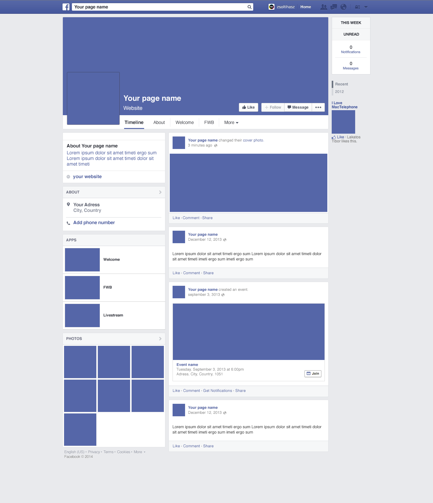 Facebook Page Redesign Mockup PSD Download Mockup