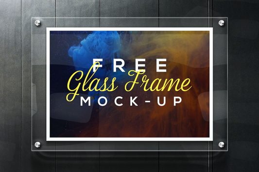 Realistic Glass Frame Mockup Free PSD
