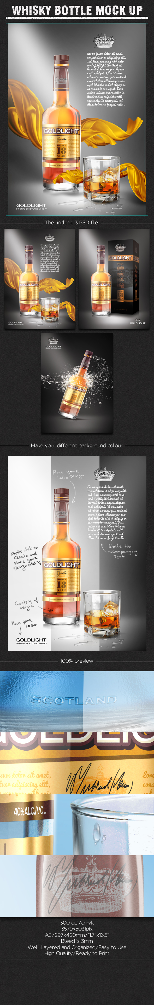 Whisky Bottle Mockup Free PSD
