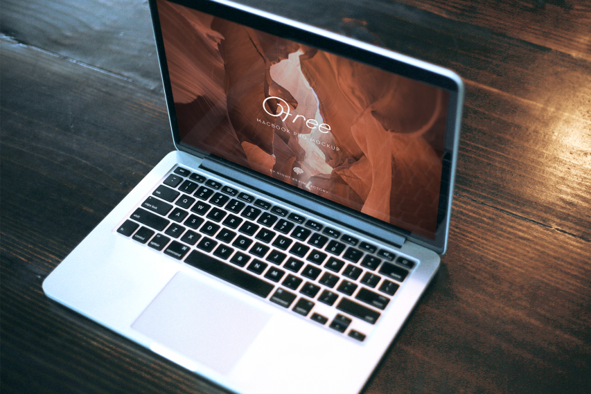 MacBook Pro Perspective View Mockup Free PSD