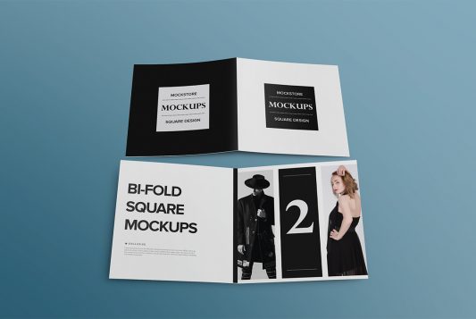 Bi-Fold Square Brochure Mockup
