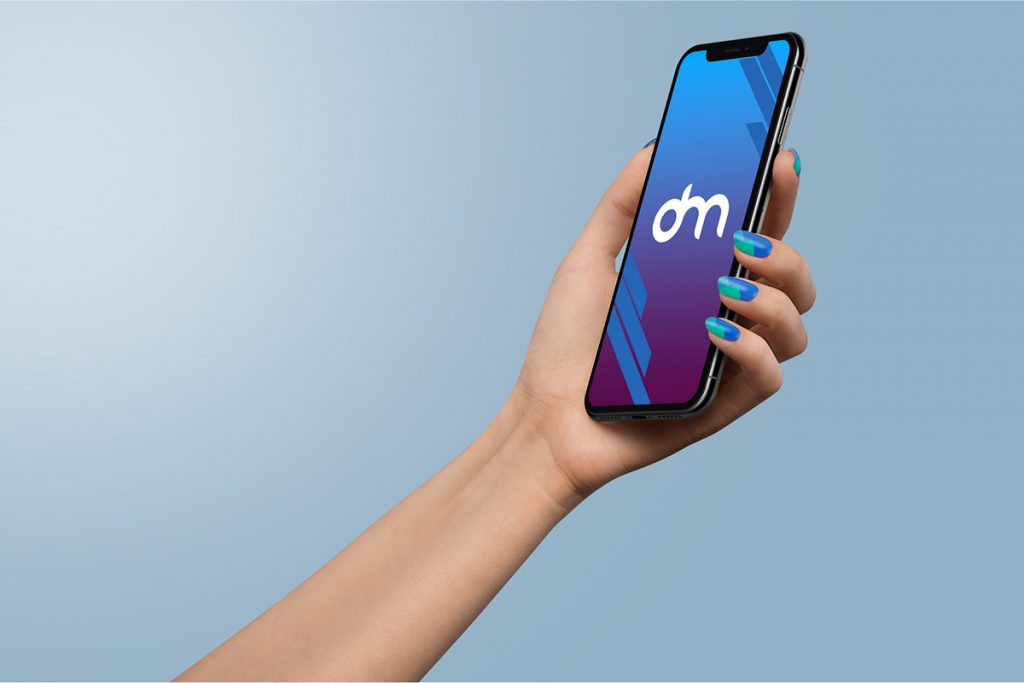 Download Woman Holding iPhone Xs in Hand Mockup | Download Mockup