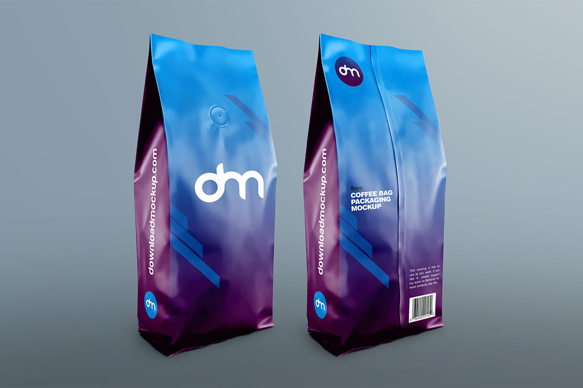 Free Coffee Bag Packaging Mockup | Download Mockup