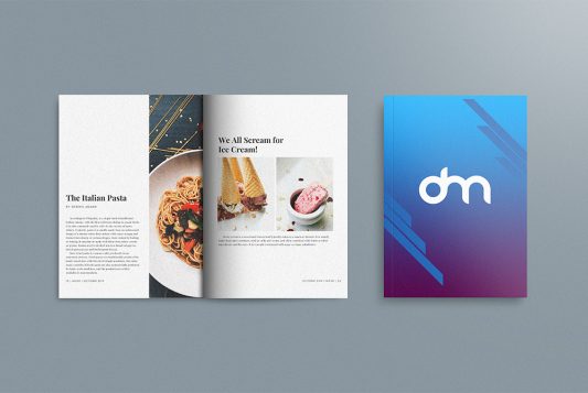 Open Magazine and Cover Mockup Template