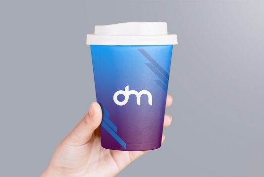 Holding Paper Coffee Cup Branding Mockup
