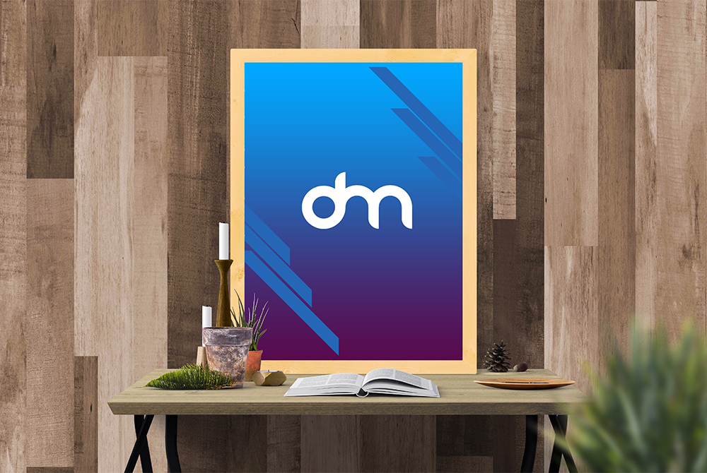 Download Wooden Poster Frame Mockup Template | Download Mockup