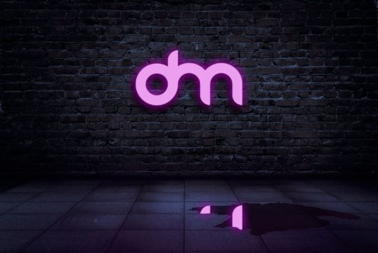 Realistic Neon Light Mockup PSD